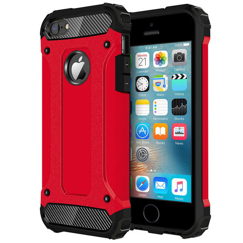 Military Defender Tough Shockproof Case for Apple iPhone 5 / 5s / SE (1st Gen) - Red
